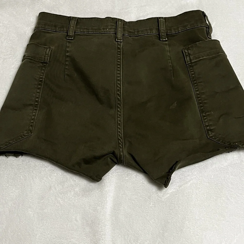 FRAME WASHED FATIGUE HIGH WAIST PATH‎ POCKETS UTILITY SHORTS SIZE 24 Green